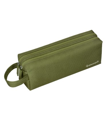 Bolso escolar liderpapel portatodo rectangular con asa 2 cremalleras 210x80 mm verde militar