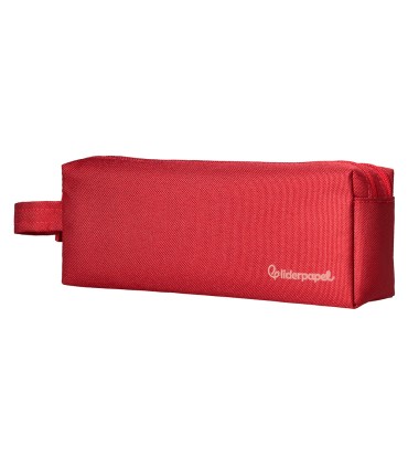 Bolso escolar liderpapel portatodo rectangular con asa 2 cremalleras 210x80 mm rojo