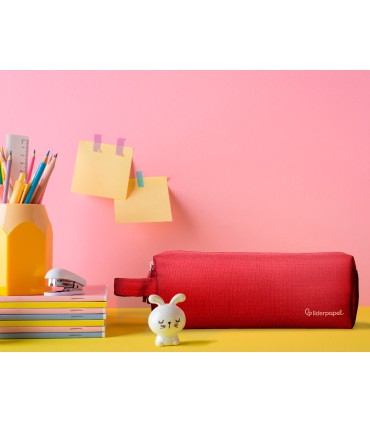 Bolso escolar liderpapel portatodo rectangular con asa 2 cremalleras 210x80 mm rojo