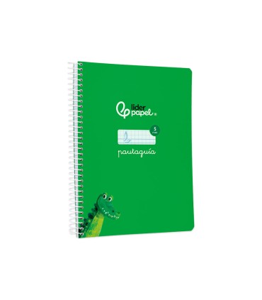 Cuaderno espiral liderpapel di n a5 pautaguia tapa blanda 40h 75 gr cuadro pautado 5mm color verde