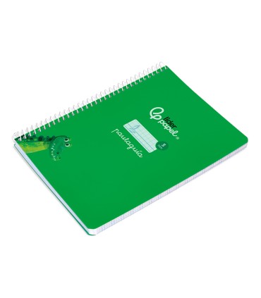 Cuaderno espiral liderpapel di n a5 pautaguia tapa blanda 40h 75 gr cuadro pautado 5mm color verde