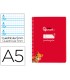 Cuaderno espiral liderpapel di n a5 pautaguia tapa blanda 40h 75 gr cuadro pautado 5mm color rojo