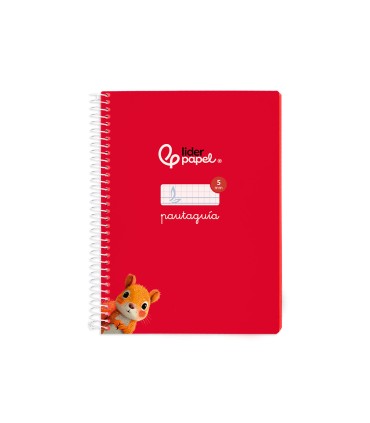 Cuaderno espiral liderpapel di n a5 pautaguia tapa blanda 40h 75 gr cuadro pautado 5mm color rojo