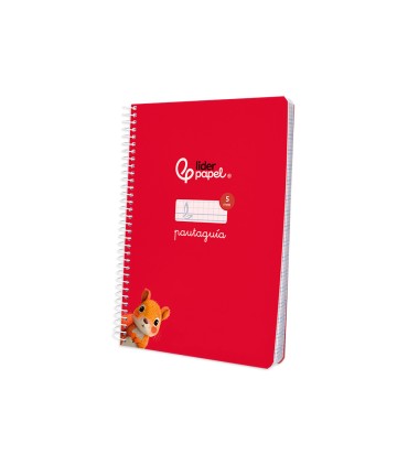 Cuaderno espiral liderpapel di n a5 pautaguia tapa blanda 40h 75 gr cuadro pautado 5mm color rojo