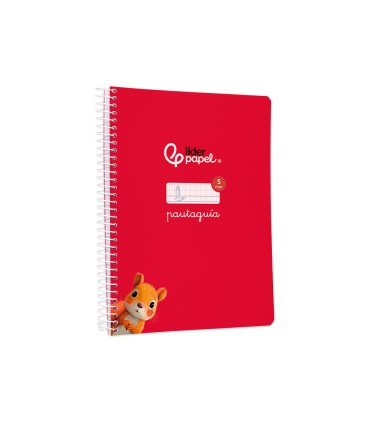 Cuaderno espiral liderpapel di n a5 pautaguia tapa blanda 40h 75 gr cuadro pautado 5mm color rojo