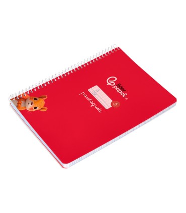 Cuaderno espiral liderpapel di n a5 pautaguia tapa blanda 40h 75 gr cuadro pautado 5mm color rojo