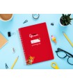 Cuaderno espiral liderpapel cuarto pautaguia tapa blanda 40h 75 gr cuadro pautado 5mm color rojo