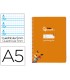 Cuaderno espiral liderpapel di n a5 pautaguia tapa blanda 40h 75 gr cuadro pautado 5mm color naranja