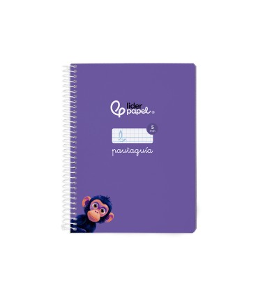 Cuaderno espiral liderpapel di n a5 pautaguia tapa blanda 40h 75 gr cuadro pautado 5mm color lila