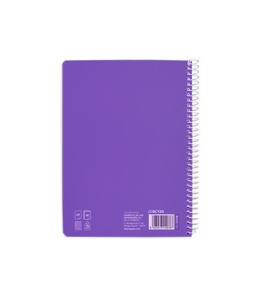 Cuaderno espiral liderpapel di n a5 pautaguia tapa blanda 40h 75 gr cuadro pautado 5mm color lila