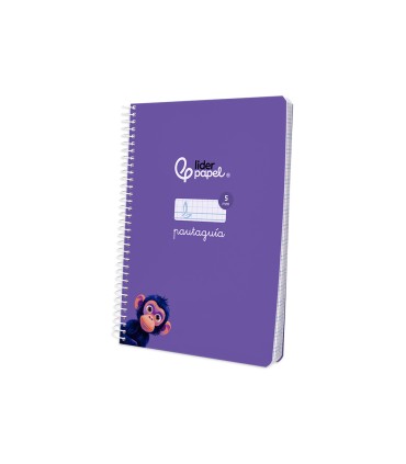 Cuaderno espiral liderpapel di n a5 pautaguia tapa blanda 40h 75 gr cuadro pautado 5mm color lila