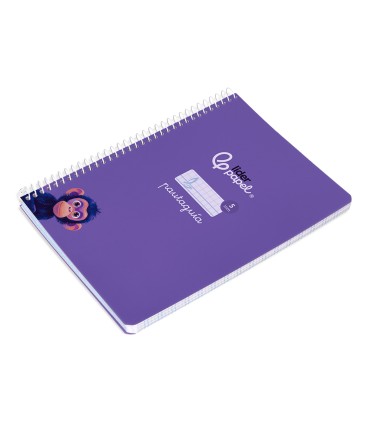 Cuaderno espiral liderpapel di n a5 pautaguia tapa blanda 40h 75 gr cuadro pautado 5mm color lila