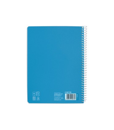 Cuaderno espiral liderpapel di n a5 pautaguia tapa blanda 40h 75 gr cuadro pautado 5mm color azul