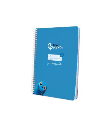 Cuaderno espiral liderpapel di n a5 pautaguia tapa blanda 40h 75 gr cuadro pautado 5mm color azul