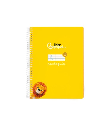 Cuaderno espiral liderpapel di n a5 pautaguia tapa blanda 40h 75 gr cuadro pautado 5mm color amarillo