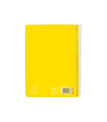 Cuaderno espiral liderpapel di n a5 pautaguia tapa blanda 40h 75 gr cuadro pautado 5mm color amarillo