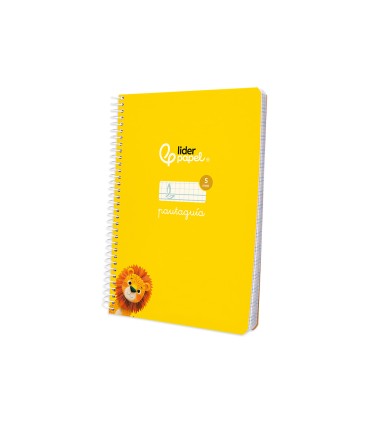 Cuaderno espiral liderpapel di n a5 pautaguia tapa blanda 40h 75 gr cuadro pautado 5mm color amarillo