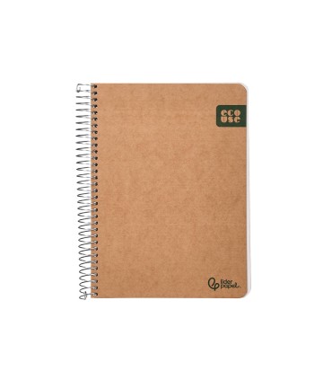 Cuaderno espiral liderpapel a5 tapa cartulina kraft contracolada 120h papel 100 reciclado 80 gr liso