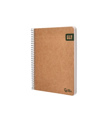 Cuaderno espiral liderpapel a5 tapa cartulina kraft contracolada 120h papel 100 reciclado 80 gr liso