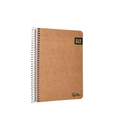 Cuaderno espiral liderpapel a5 tapa cartulina kraft contracolada 120h papel 100 reciclado 80 gr liso