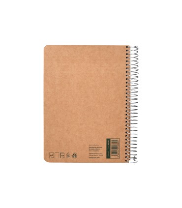 Cuaderno espiral liderpapel a5 tapa cartulina kraft contracolada 120h papel 100 reciclado 80 gr liso