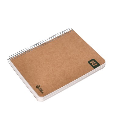 Cuaderno espiral liderpapel a5 tapa cartulina kraft contracolada 120h papel 100 reciclado 80 gr liso