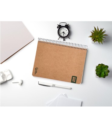 Cuaderno espiral liderpapel a5 tapa cartulina kraft contracolada 120h papel 100 reciclado 80 gr liso