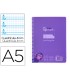 Cuaderno espiral liderpapel din a5 pautaguia tapa plastico 80h 90gr cuadro pautado 4 mm con margen color violeta