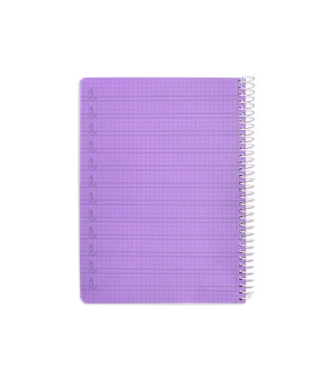 Cuaderno espiral liderpapel din a5 pautaguia tapa plastico 80h 90gr cuadro pautado 4 mm con margen color violeta