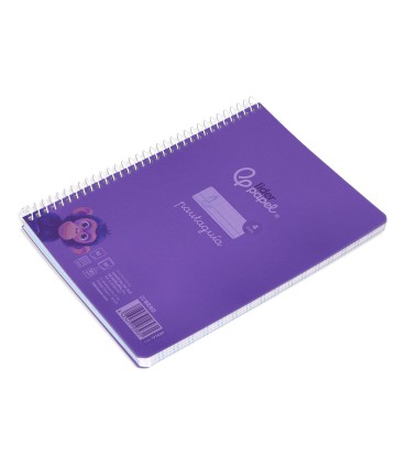 Cuaderno espiral liderpapel din a5 pautaguia tapa plastico 80h 90gr cuadro pautado 4 mm con margen color violeta