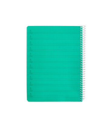 Cuaderno espiral liderpapel din a5 pautaguia tapa plastico 80h 90gr cuadro pautado 4mm con margen color verde