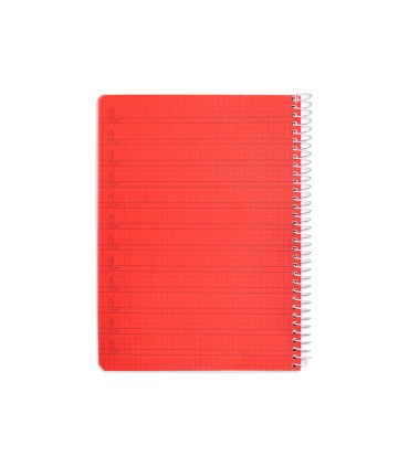 Cuaderno espiral liderpapel din a5 pautaguia tapa plastico 80h 90gr cuadro pautado 4mm con margen color rojo