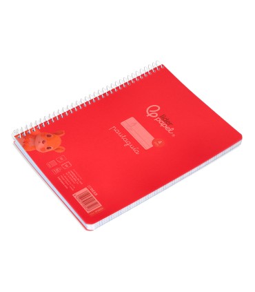 Cuaderno espiral liderpapel din a5 pautaguia tapa plastico 80h 90gr cuadro pautado 4mm con margen color rojo