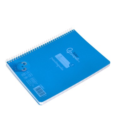 Cuaderno espiral liderpapel din a5 pautaguia tapa plastico 80h 90gr cuadro pautado 4mm con margen color azul