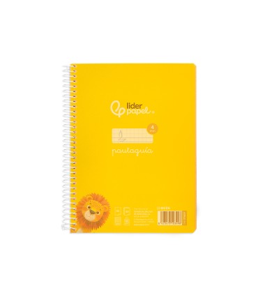 Cuaderno espiral liderpapel din a5 pautaguia tapa plastico 80h 90gr cuadro pautado 4mm con margen color amarillo