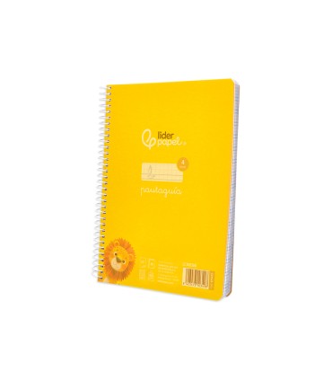 Cuaderno espiral liderpapel din a5 pautaguia tapa plastico 80h 90gr cuadro pautado 4mm con margen color amarillo