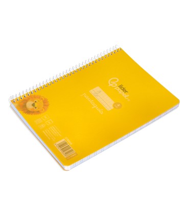 Cuaderno espiral liderpapel din a5 pautaguia tapa plastico 80h 90gr cuadro pautado 4mm con margen color amarillo