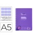 Cuaderno espiral liderpapel din a5 pautaguia tapa plastico 80h 90gr cuadro pautado 3 mm con margen color violeta