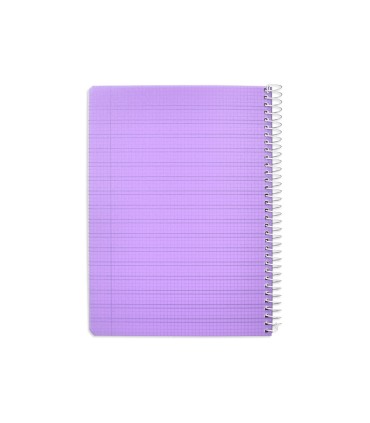 Cuaderno espiral liderpapel din a5 pautaguia tapa plastico 80h 90gr cuadro pautado 3 mm con margen color violeta