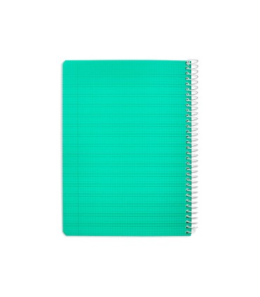 Cuaderno espiral liderpapel din a5 pautaguia tapa plastico 80h 90gr cuadro pautado 3 mm con margen color verde