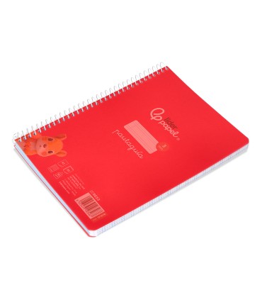 Cuaderno espiral liderpapel din a5 pautaguia tapa plastico 80h 90gr cuadro pautado 3 mm con margen color rojo