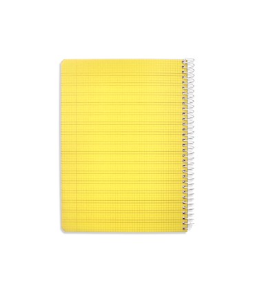 Cuaderno espiral liderpapel din a5 pautaguia tapa plastico 80h 90gr cuadro pautado 3 mm con margen color amarillo