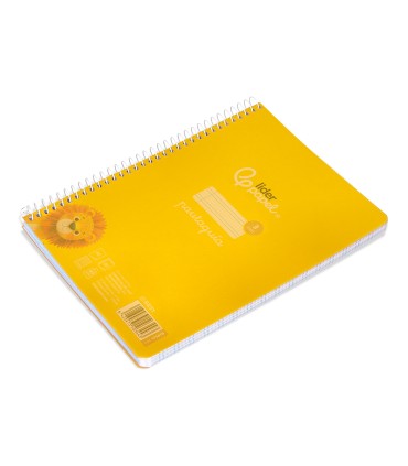 Cuaderno espiral liderpapel din a5 pautaguia tapa plastico 80h 90gr cuadro pautado 3 mm con margen color amarillo