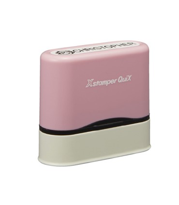 Sello x stamper quix nombre personalizable color rosa 95x46 mm qn41