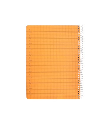 Cuaderno espiral liderpapel din a5 pautaguia tapa plastico 80h 90gr cuadro pautado 4mm color naranja