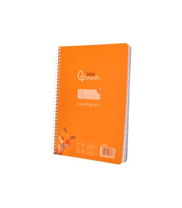 Cuaderno espiral liderpapel din a5 pautaguia tapa plastico 80h 90gr cuadro pautado 4mm color naranja