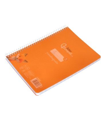 Cuaderno espiral liderpapel din a5 pautaguia tapa plastico 80h 90gr cuadro pautado 4mm color naranja