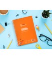 Cuaderno espiral liderpapel din a5 pautaguia tapa plastico 80h 90gr cuadro pautado 4mm color naranja