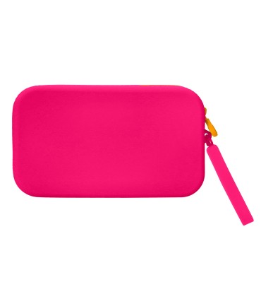 Bolso escolar portatodo antartik silicona rectangular plano con asa 190x120x25 mm color rosa fucsia