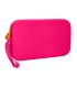 Bolso escolar portatodo antartik silicona rectangular plano con asa 190x120x25 mm color rosa fucsia